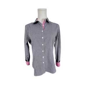 Brooks Brothers Blue and White Checkered Shirt‎ w/Pink Accents Preppy Women’s 8P